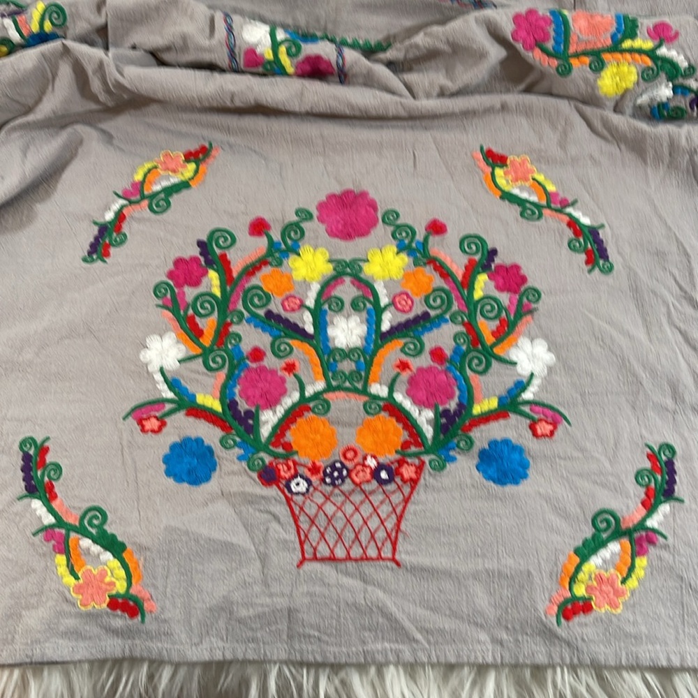 YZXDORWJ Women Mexican Embroidered Floral Dress Short Sleeve Size 2XL - Picture 8 of 15